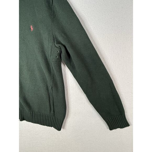 Polo Ralph Lauren Full Zip Sweater Men's L Hunter Green 100% Cotton Heritage - Picture 4 of 12